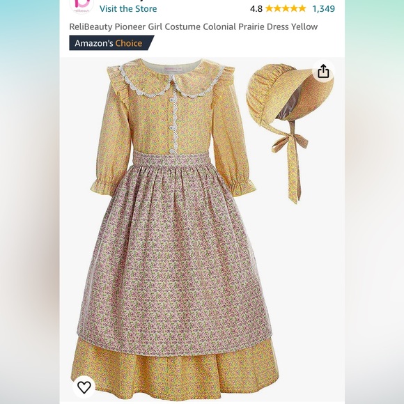 Laura Ingalls Wilder Dress with Apron and Bonnet (Prairie Dress) - Picture 3 of 10
